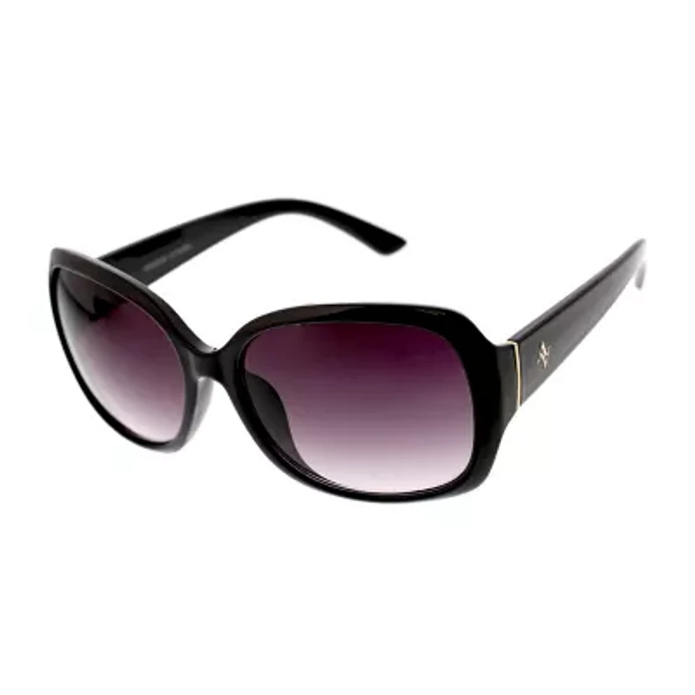 Adrienne Vittadini Basic Rectangle With Metal Bar Deco Womens UV Protection Rectangular Sunglasses