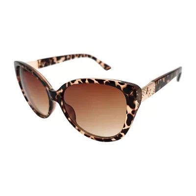 Adrienne Vittadini   Medium Cateye With Metal Stoned Logo Womens UV Protection Cat Eye Sunglasses