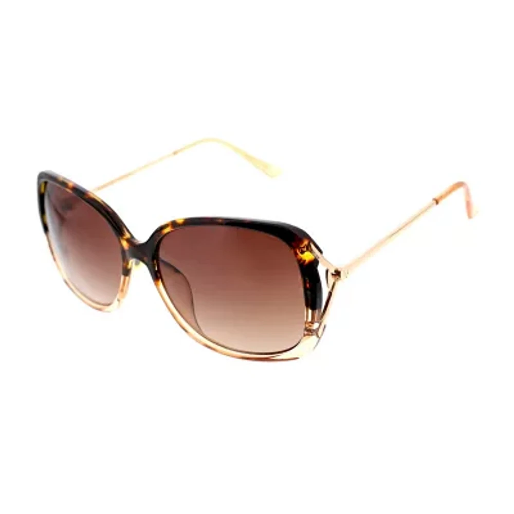 Adrienne Vittadini Classic Square With Metal Vented Temples Womens UV Protection Square Sunglasses