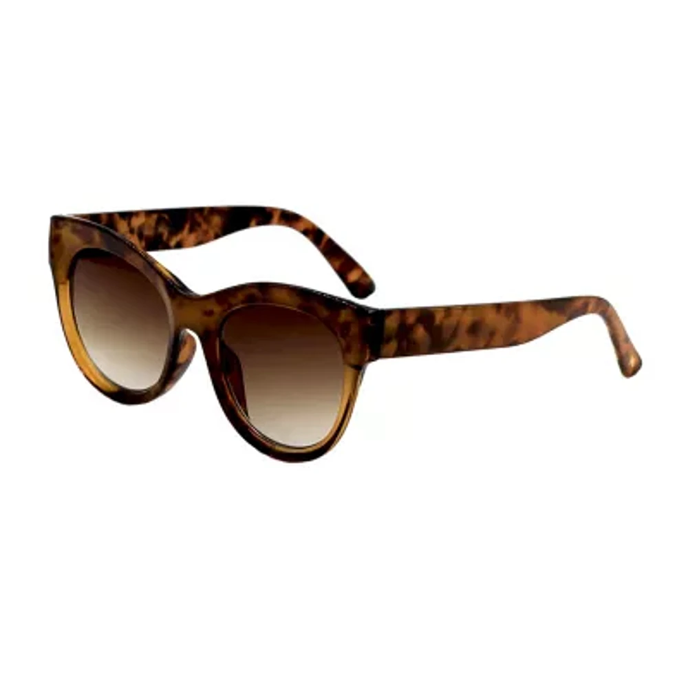Adrienne Vittadini   Beveled Round Cateye Marigold Womens UV Protection Round Sunglasses