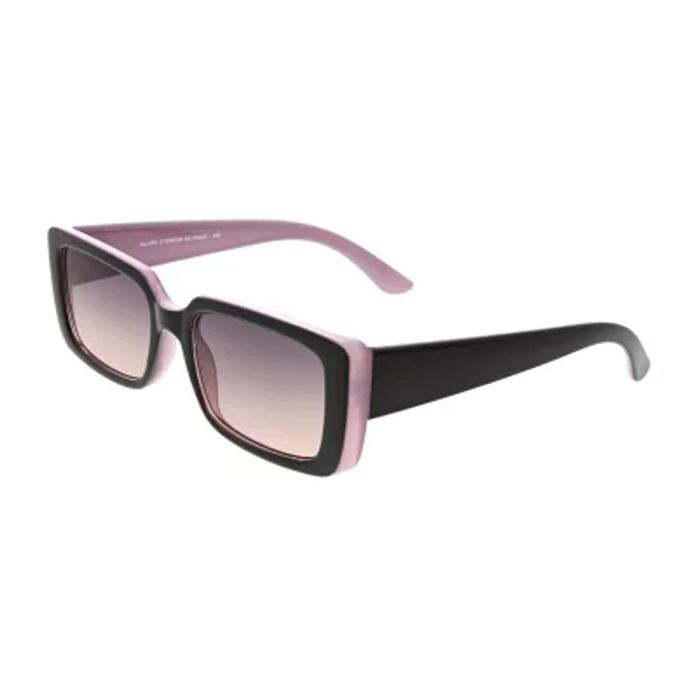 BCBGeneration Slim Rectangle Shiny Black + Milky Blush Womens UV Protection Rectangular Sunglasses