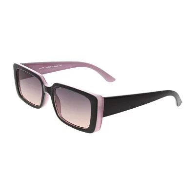 BCBGeneration Slim Rectangle Shiny Black + Milky Blush Womens UV Protection Rectangular Sunglasses