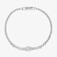 Sparkle Allure Graduated Cubic Zirconia Pure Silver Over Brass 7.5 Inch Tennis Bracelet