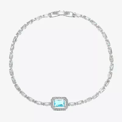 Sparkle Allure Cubic Zirconia Pure Silver Over Brass 7.5 Inch Rectangular Tennis Bracelet