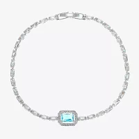 Sparkle Allure Cubic Zirconia Pure Silver Over Brass 7.5 Inch Rectangular Tennis Bracelet