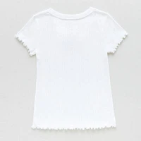 Thereabouts Little & Big Girls Rib V Neck Short Sleeve T-Shirt