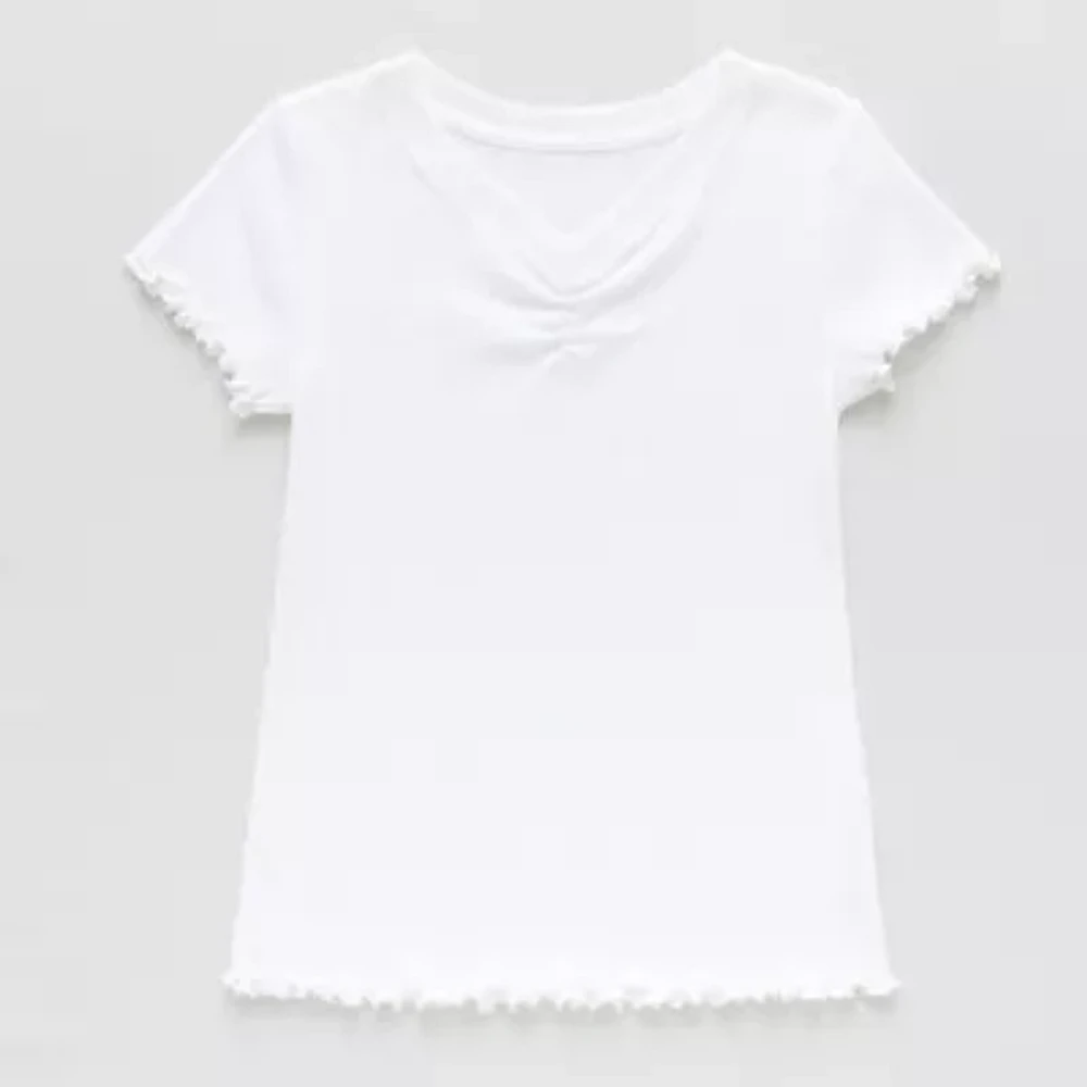 Thereabouts Little & Big Girls Rib V Neck Short Sleeve T-Shirt