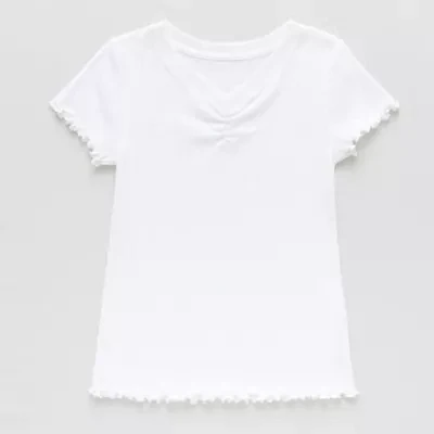 Thereabouts Little & Big Girls Rib V Neck Short Sleeve T-Shirt