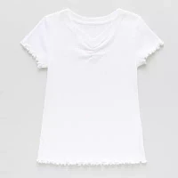 Thereabouts Little & Big Girls Rib V Neck Short Sleeve T-Shirt