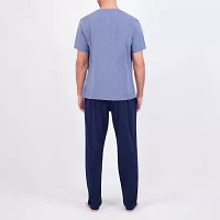 Hanes Mens Crew Neck Short Sleeve 2-pc. Pant Pajama Set