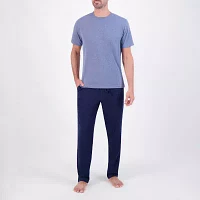 Hanes Mens Crew Neck Short Sleeve 2-pc. Pant Pajama Set