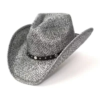 Western Express Gray Straw Pinch Front Mens Cowboy Hat