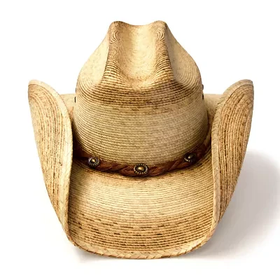 Western Express Palm Straw Cattleman Curled Brim Mens Cowboy Hat