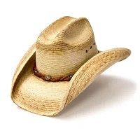 Western Express Palm Straw Cattleman Curled Brim Mens Cowboy Hat