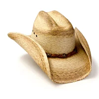 Western Express Palm Straw Cattleman Curled Brim Mens Cowboy Hat