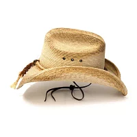 Western Express Palm Straw Cattleman Curled Brim Mens Cowboy Hat