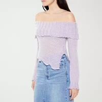 Forever 21 Juniors Off Shoulder Bow Asymetrical Sweater Womens Long Sleeve Pullover