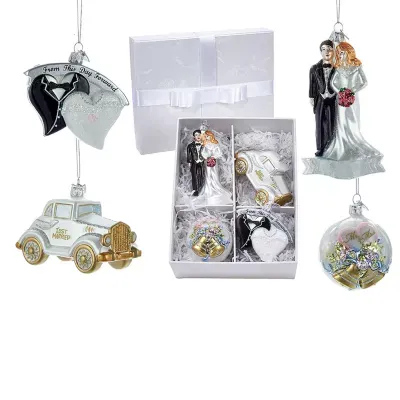 Kurt Adler Noble Gems™ Wedding Boxed Glass Ornaments, 4-Piece Box Set