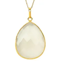 Womens Simulated Quartz Gold Over Silver Pendant Necklace