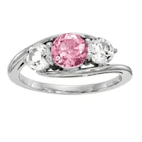 Survivor Collection Womens Genuine Pink Topaz Sterling Silver 3-Stone Cocktail Ring