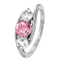 Survivor Collection Womens Genuine Pink Topaz Sterling Silver 3-Stone Cocktail Ring