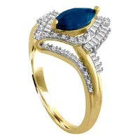 Womens 1/5 CT. T.W. Diamond & Genuine Blue Sapphire 10K Gold Cocktail Ring