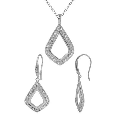 White Crystal Sterling Silver 2-pc. Jewelry Set