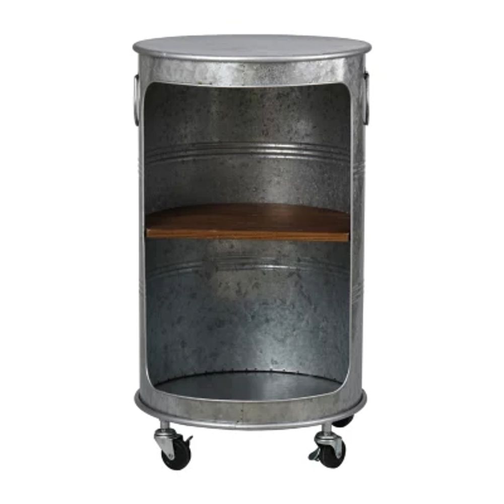 Church St. Round Metal End Table w/Wheels