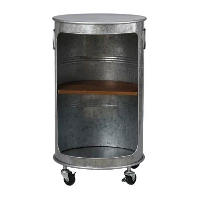 Church St. Round Metal End Table w/Wheels