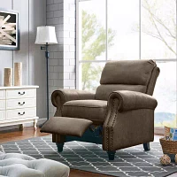 ProLounger Anna Traditional Roll-Arm Push Back Recliner Distressed Faux Leather with Nailheads