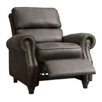 ProLounger Anna Traditional Roll-Arm Push Back Recliner Distressed Faux Leather with Nailheads