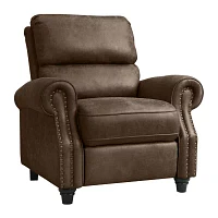 ProLounger Anna Traditional Roll-Arm Push Back Recliner Distressed Faux Leather with Nailheads