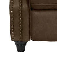 ProLounger Anna Traditional Roll-Arm Push Back Recliner Distressed Faux Leather with Nailheads