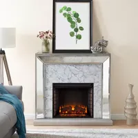 Jadian Mirrored Faux Marbled Fireplace