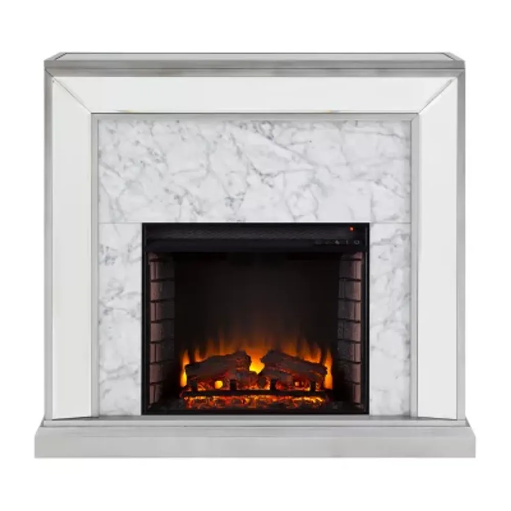 Jadian Mirrored Faux Marbled Fireplace