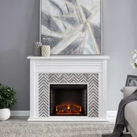 Andley Tiled Marble Electric Fireplace