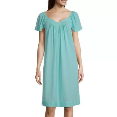 Lissome Tricot Womens Short Sleeve Sweetheart Neck Nightgown