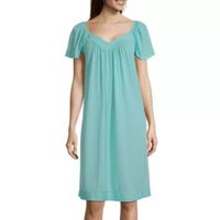 Lissome Tricot Womens Short Sleeve Sweetheart Neck Nightgown