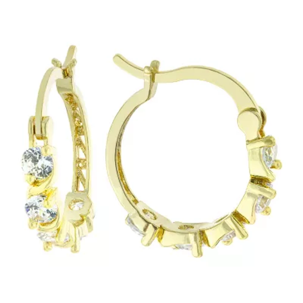 Silver Reflections 24K Gold Over Brass Hoop Earrings