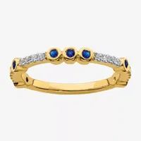 Womens 1/10 CT. T.W. Lab Created Blue Sapphire 14K Gold Stackable Ring