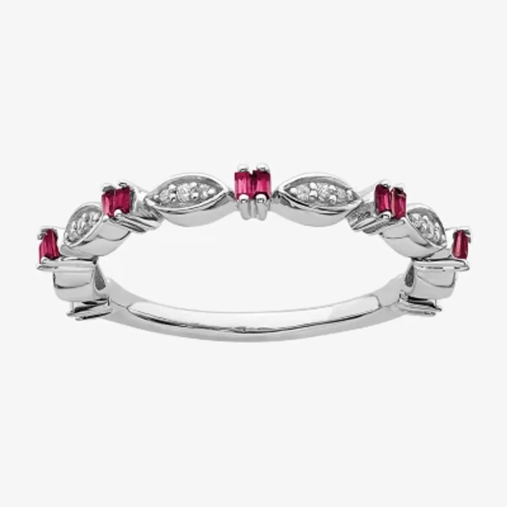 Womens 1/10 CT. T.W. Lab Created Red Ruby Sterling Silver Stackable Ring