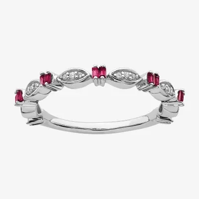 Womens 1/10 CT. T.W. Lab Created Red Ruby Sterling Silver Stackable Ring