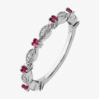 Womens 1/10 CT. T.W. Lab Created Red Ruby Sterling Silver Stackable Ring