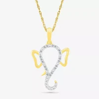 Lord Ganesha Womens Diamond Accent Natural White Diamond 14K White Gold Pendant Necklaces