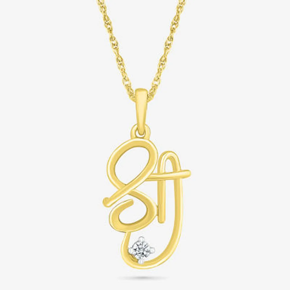 Shree Symbol Womens Diamond Accent Natural White Diamond 14K Gold Pendant Necklace