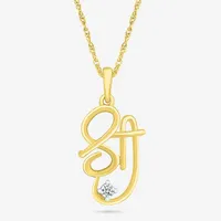 Shree Symbol Womens Diamond Accent Natural White Diamond 14K Gold Pendant Necklace