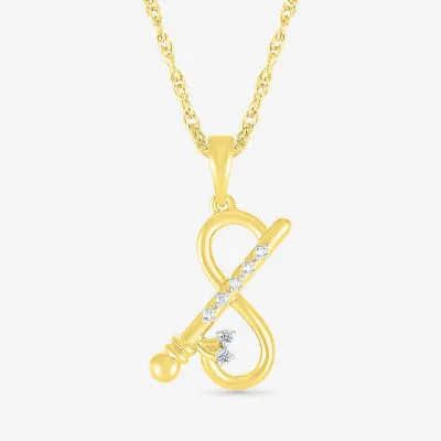 Krishna Flute Womens Diamond Accent Natural White Diamond 14K Gold Pendant Necklaces