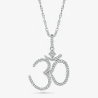 Ohm Symbol Womens 1/ CT. T.W. Natural White Diamond 14K White Gold Pendant Necklace