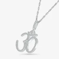 Ohm Symbol Womens 1/4 CT. T.W. Natural White Diamond 14K White Gold Pendant Necklace