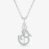 Ohm Symbol Womens 1/5 CT. T.W. Natural White Diamond 14K White Gold Pendant Necklace